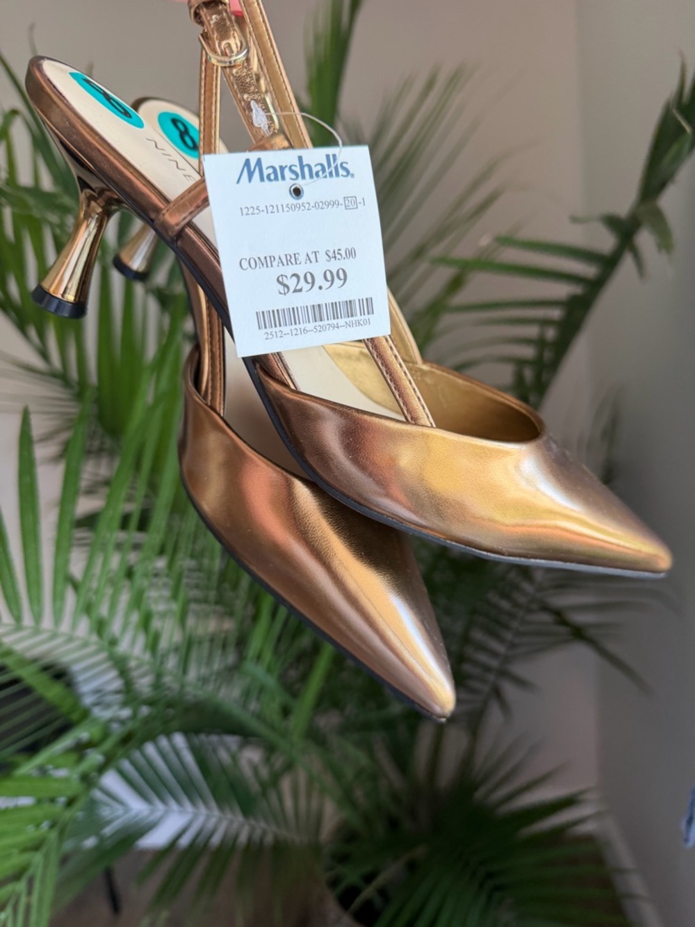 NWT Nine West Shimmery Bronze Slingback Pointed Kitten Heels - Picture 11 of 13